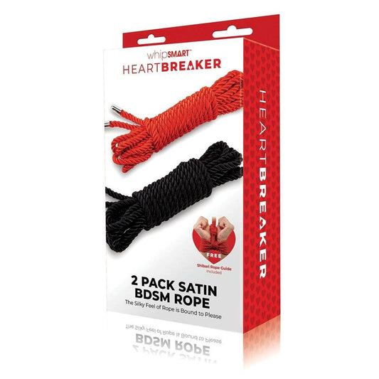 WhipSmart Heartbreaker Satin BDSM Ropes Black & Red 2 Pack