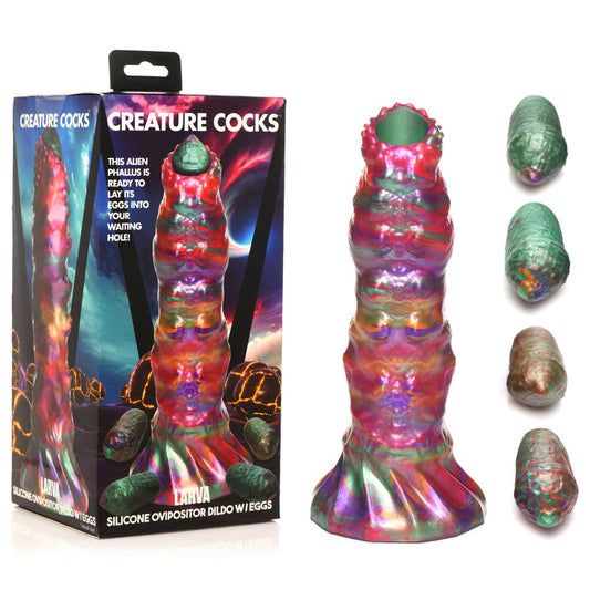 XR Brands Creature Cocks Larva Coloured Silicone Fantasy Dildo with Eggs 22.9cm