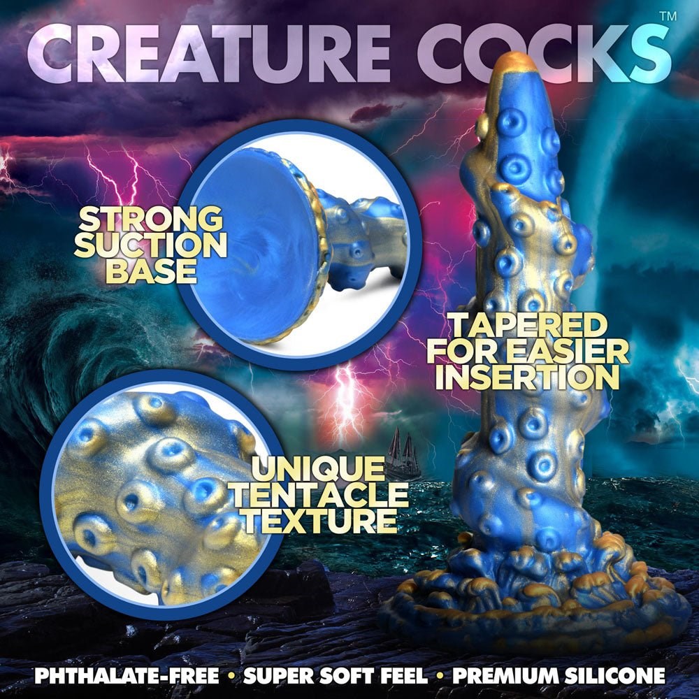 XR Brands Creature Cocks Lord Kraken Fantasy Tentacle Dildo Blue 21cm - Realistic Dildos