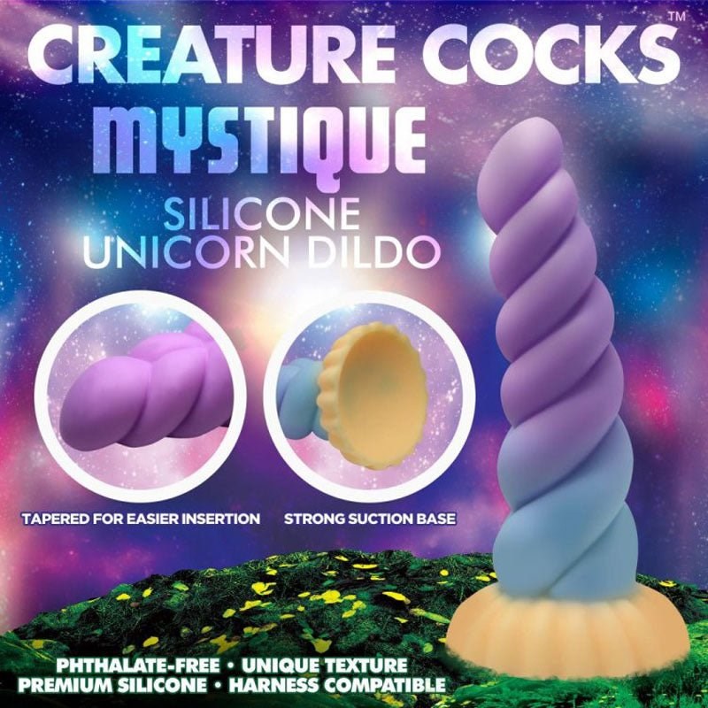 XR Brands Creature Cocks Mystique Fantasy Silicone Unicorn Dildo Coloured 21cm - Realistic Dildos