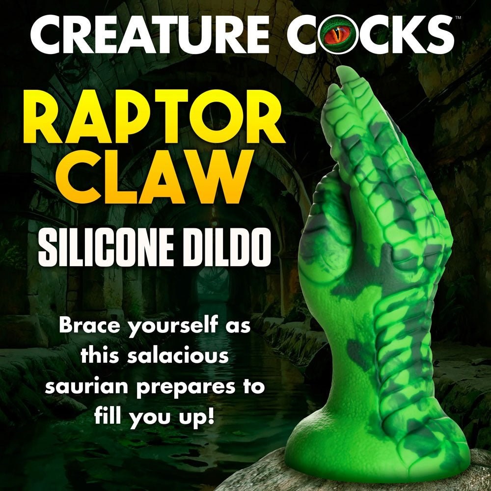 XR Brands Creature Cocks Raptor Claw Fisting Fantasy Silicone Dildo Green 21.8cm - Realistic Dildos
