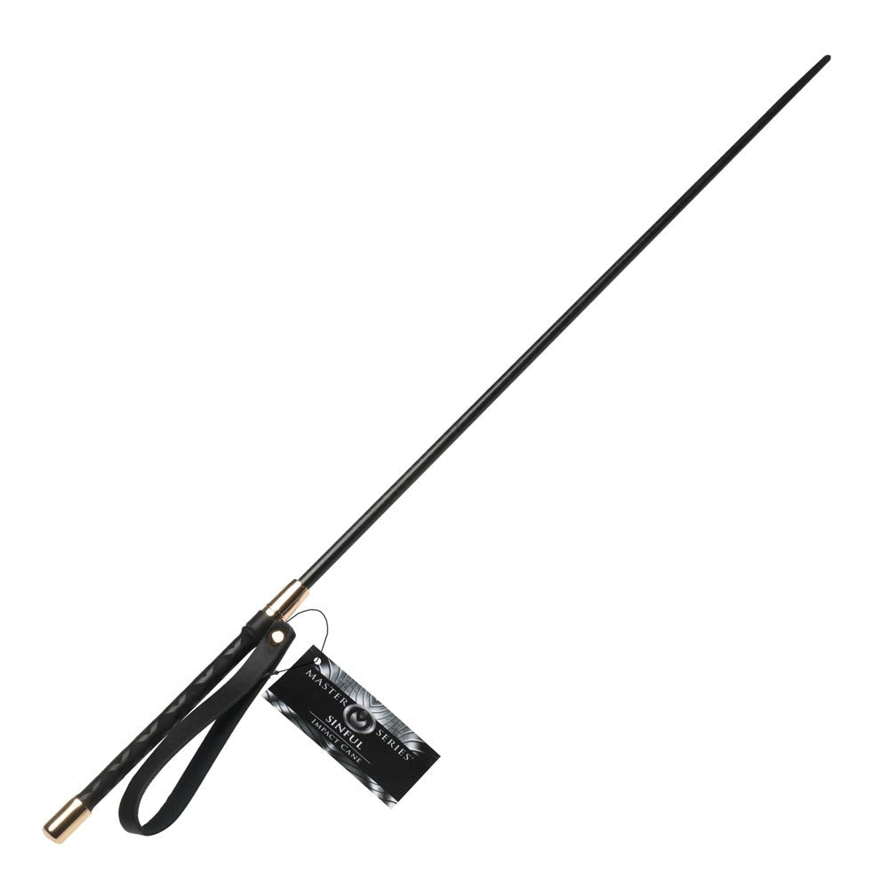 XR Brands Master Series Sinful Impact Plastic Cane Whip Black - Whips And Crops