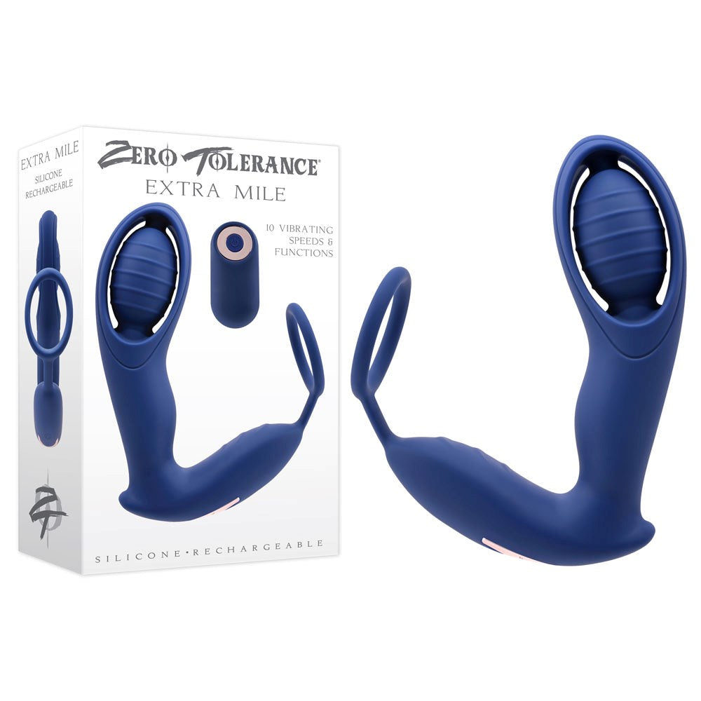 Zero Tolerance EXTRA MILE Vibrating Prostate Massager Blue - Prostate Toys
