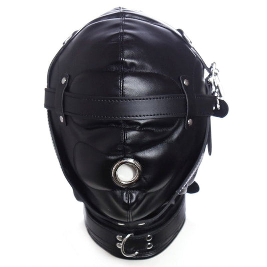 BDStyle Blindfolded Bondage Hood With Mouth Hole Matte Black