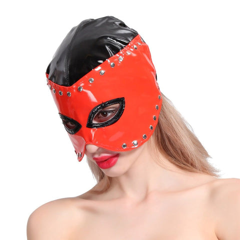 Half Head Faux Leather Bondage Hood by BDStyle - Bondage Hoods
