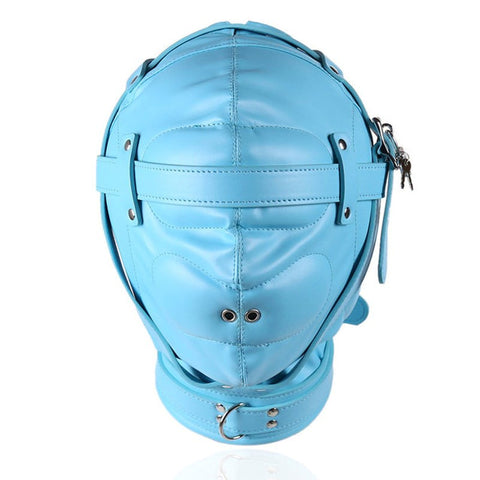 Total Sensory Deprivation Bondage Leather Bondage Hood - Bondage Hoods
