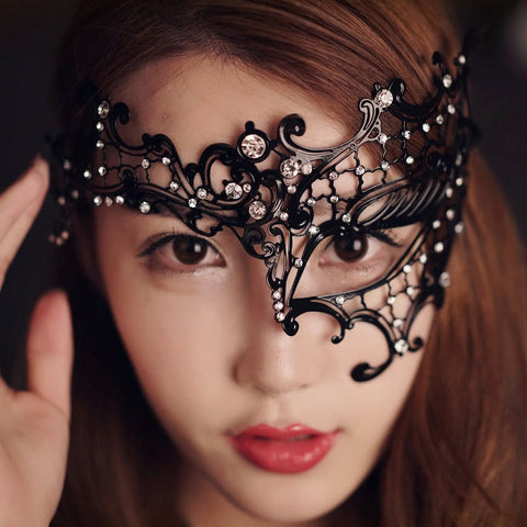 BDSM Play Rhinestone Metal Half Face Mask by BDStyle - Blindfolds And Masks