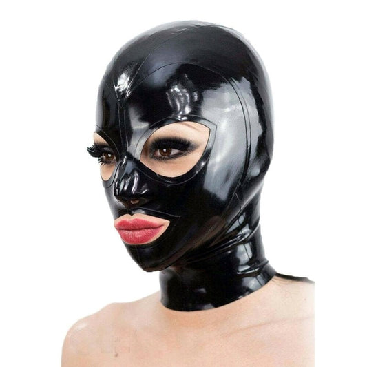 BDStyle Latex Hood Open Eyes And Mouth Black