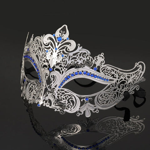 Silver Diamante Bondagge Metal Mask by BDStyle - Blindfolds And Masks