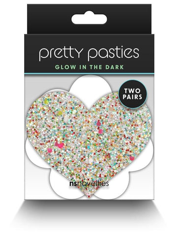 Pretty Pasties Heart and Flower Glow by NS Novelties - Breast and Nipple Toys