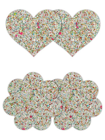 Pretty Pasties Heart and Flower Glow by NS Novelties - Breast and Nipple Toys