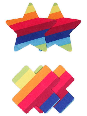 Pretty Pasties Pride Cross and Star 2 Pair Nipple Toy - Breast and Nipple Toys