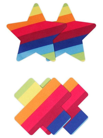 Pretty Pasties Pride Cross and Star 2 Pair Nipple Toy - Breast and Nipple Toys