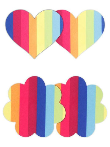 Pretty Pasties Pride Heart and Flower 2 Pair Nipple Toy - Breast and Nipple Toys