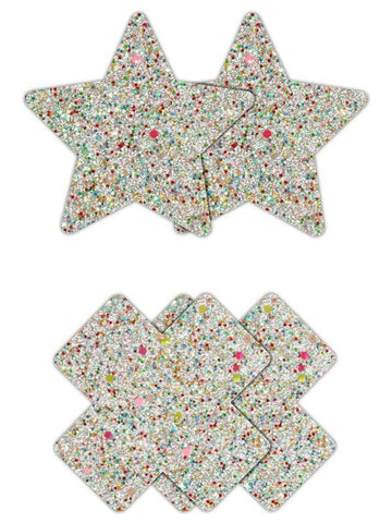 Pretty Pasties Star and Cross Glow by NS Novelties - Breast and Nipple Toys