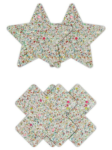 Pretty Pasties Star and Cross Glow by NS Novelties - Breast and Nipple Toys