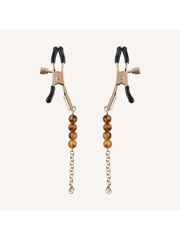 Amber Beaded Nipple Clamps by Sportsheets - Nipple and Clit Clamps
