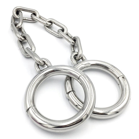 BDStyle Heavy Duty BDSM Play Metal Wrist Cuffs with Chain - Cuffs And Restraints