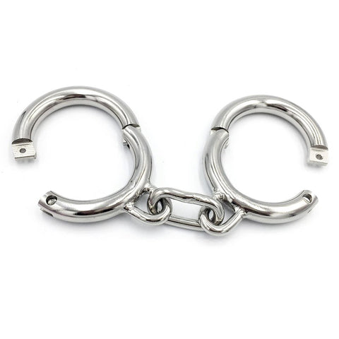 BDStyle Heavy Duty BDSM Play Metal Wrist Cuffs with Chain - Cuffs And Restraints