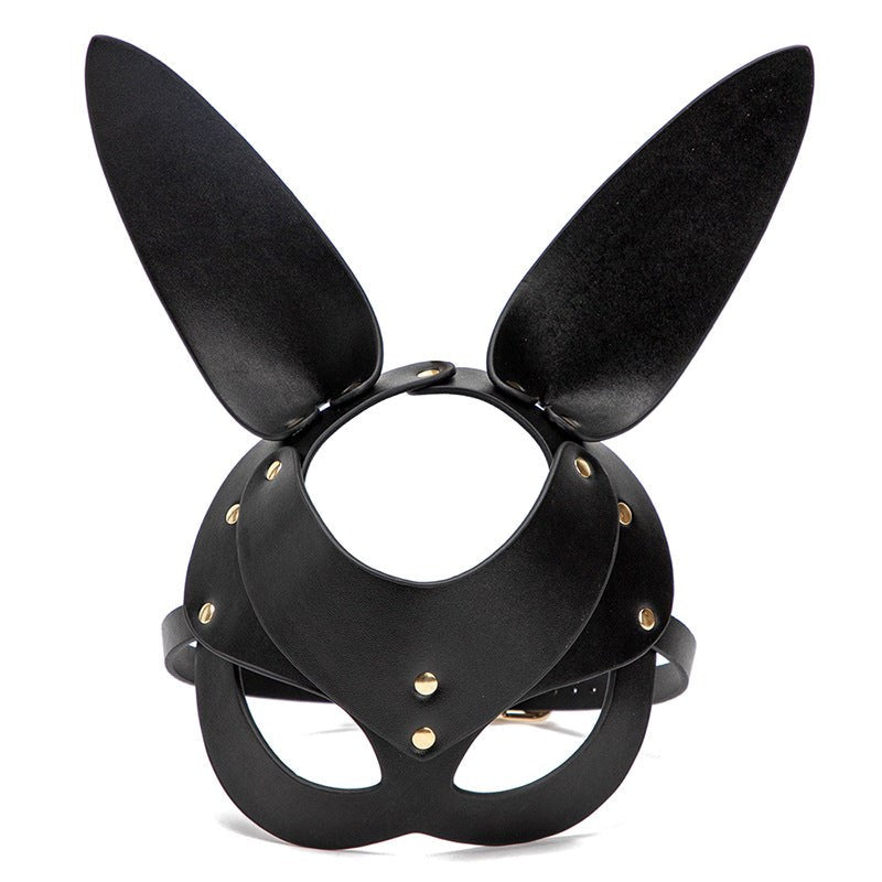 BDStyle Punk Gothic Cosplay Women Leather Bunny Ears Mask - Blindfolds And Masks