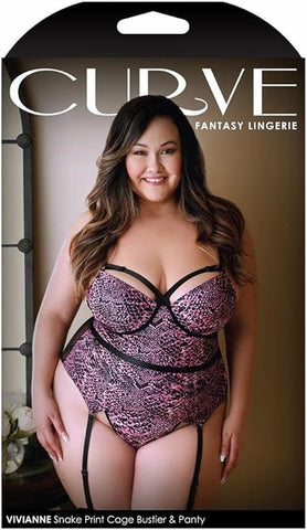 CURVE VIVIANNE Snake Print Bustier & Panty 1X 2X Size - Bustiers and Corsets