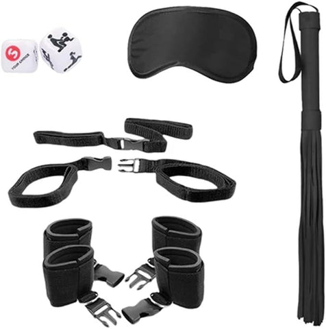 OUCH Black and White Bed Post Bindings Restraint Kit - Cuffs And Restraints