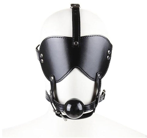 Head Harness Blindfold & Ball Gag Heavy by BDStyle - Bondage Gags and Bits