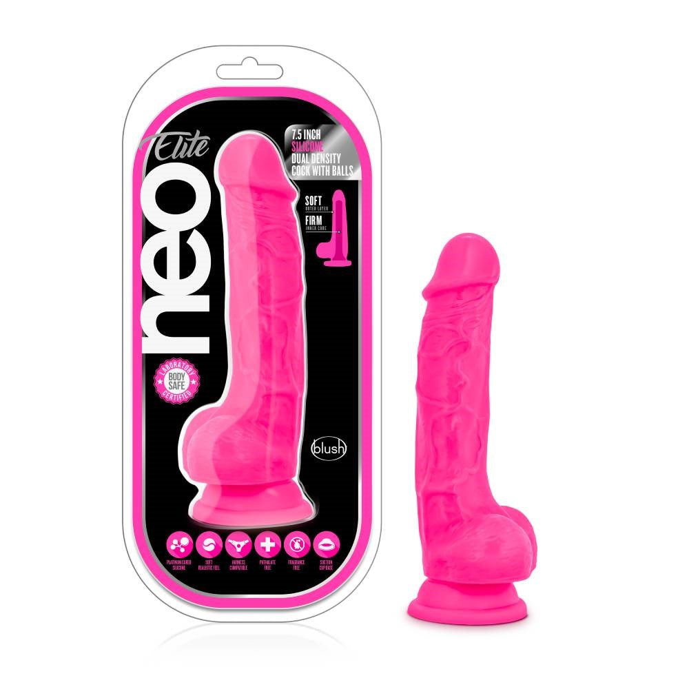 Neo Elite 7.5 inch Silicone Dual Density Realistic Cock with Balls - Realistic Dildos