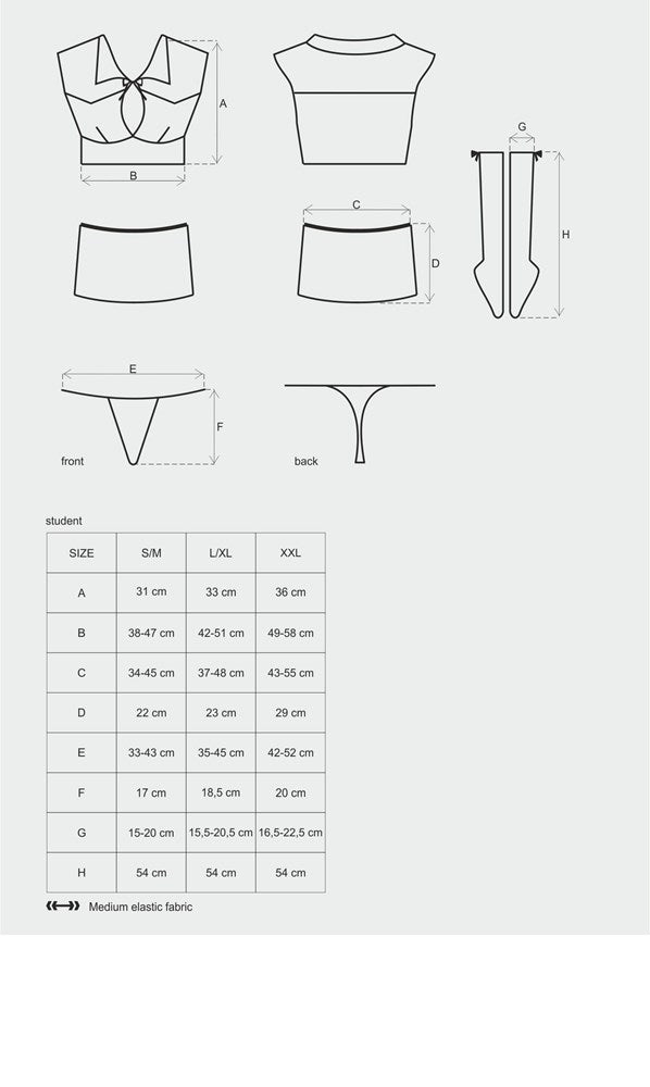 Student 4 Piece Womens Costume by Obsessive - Fancy Dress Ups