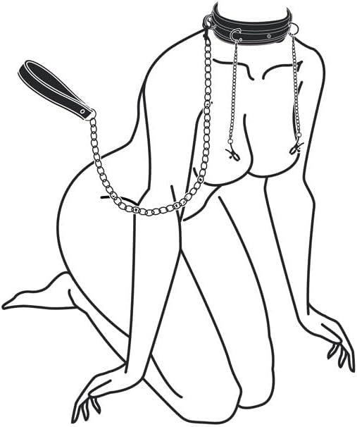 Easy Toys Fetish Collection Bondage Collar With Nipple Chains - Collars and Leads