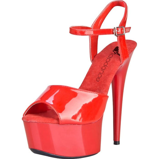 Lapdance Red Platform Sandal With Quick Release Strap 6 Inch Heel