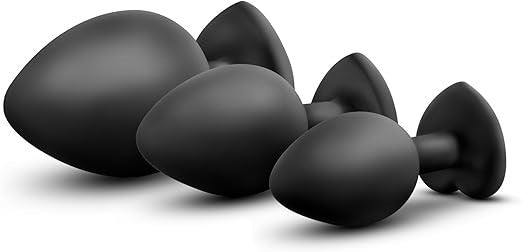 Luxe Bling Anal Plugs Training Kit Black With Rainbow Gems