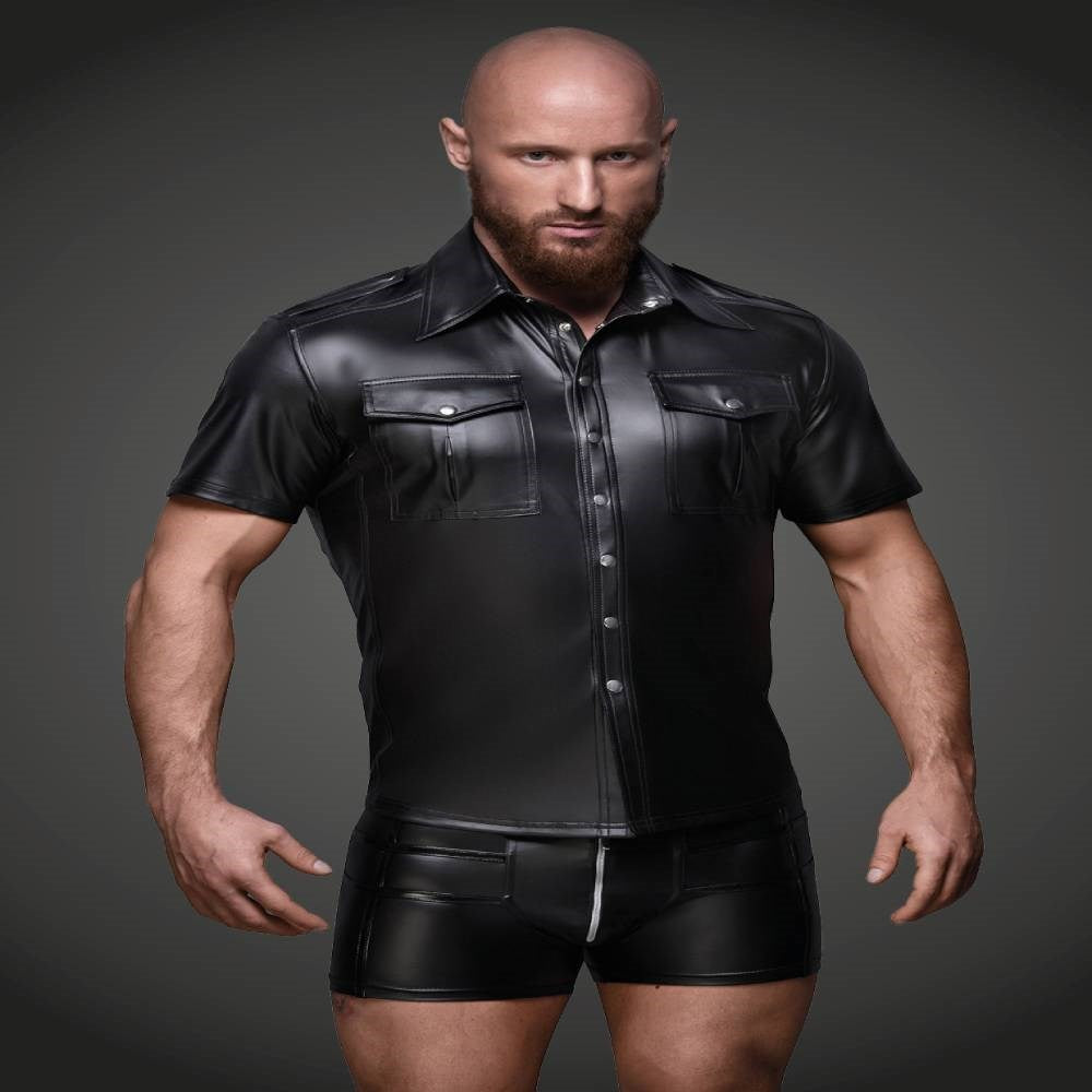 Noir Handmade Mens Sexy And Elegant Shirt With Front Pockets - His Fetish