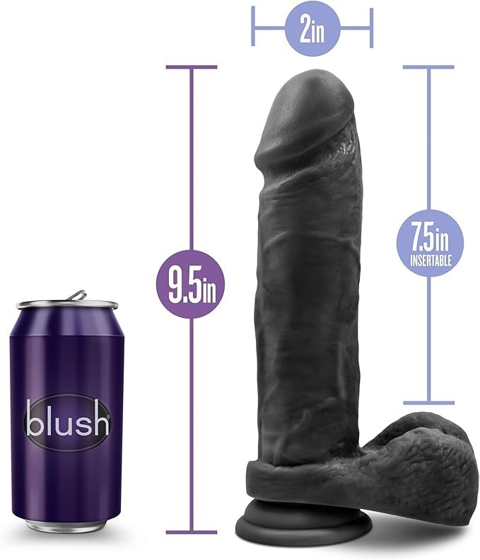Au Naturel Bold Massive Realistic Dildo With Balls Black 9 Inch - Realistic Dildos