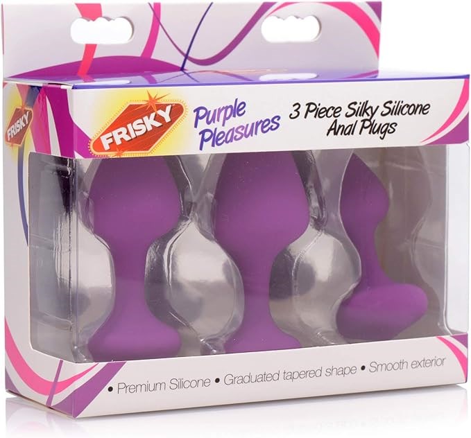 Frisky Purple Pleasures Silicone Anal Plugs 3 Piece - Butt Plugs