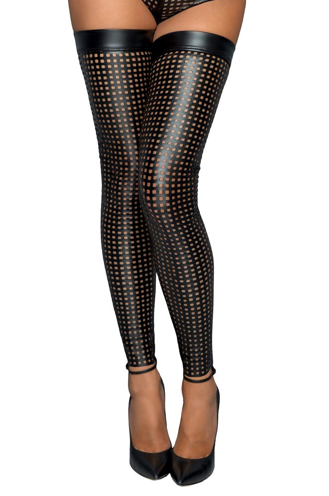 Noir Handmade Ladies Lasercut Stockings - Her Fetish