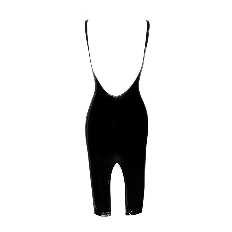 Noir Handmade PVC Midi Womens Dress With Front Zipper Black - Her Fetish