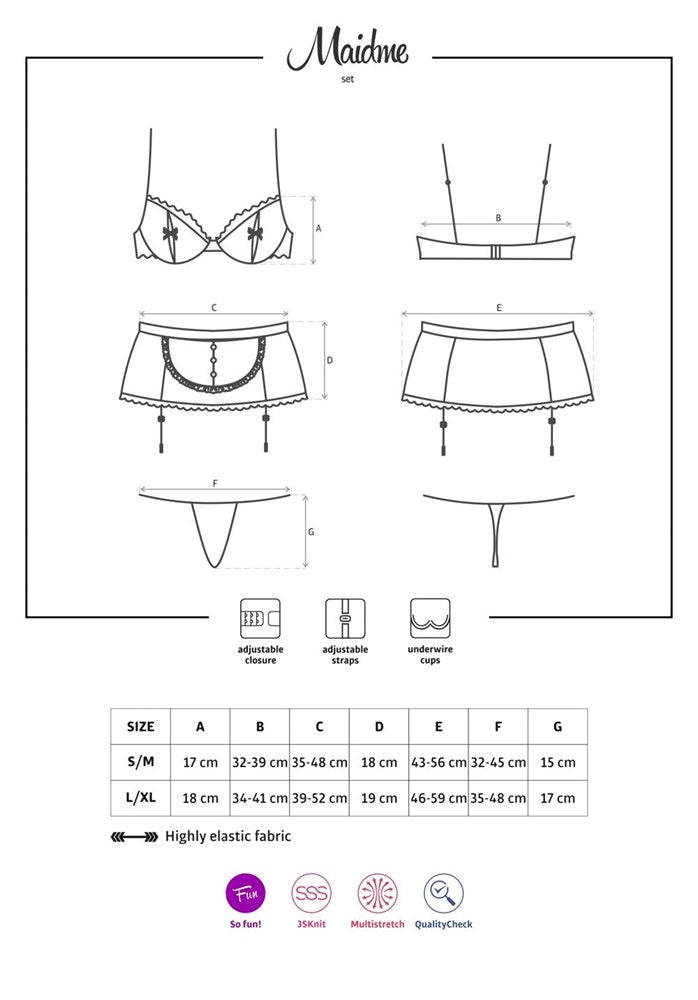 Maidme 5 Piece Women Costume Set by Obsessive - Fancy Dress Ups