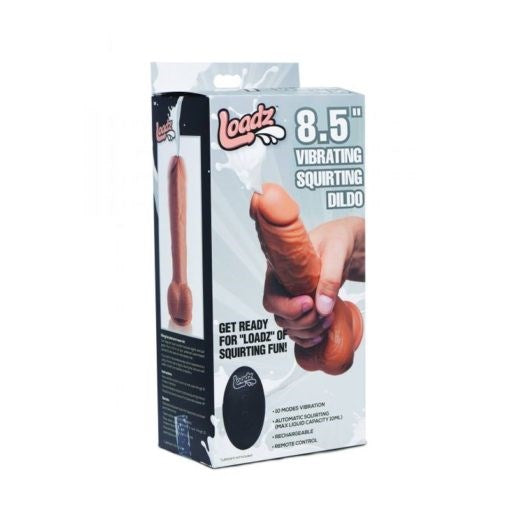 Loadz Dual Density Squirting Dildo Medium Skin Tone With Remote 8.5 Inch - Vibrating Dildos