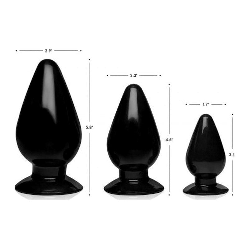 Master Series Triple Cones Anal Plug Set Black 3 Piece - Butt Plugs