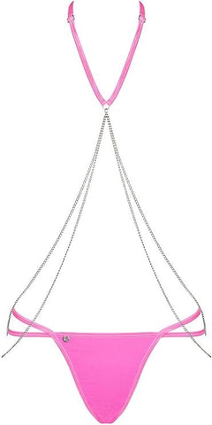 Chainty Bra And Panty Set Pink by Obsessive - Bras and Bra Sets