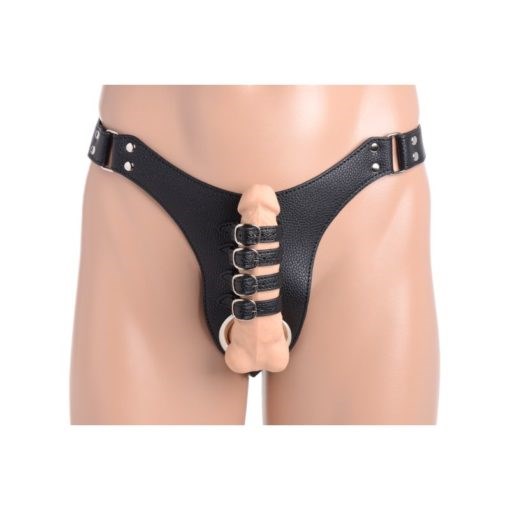 Strict Male Chastity Harness With Anal Plug Black - Male Chastity