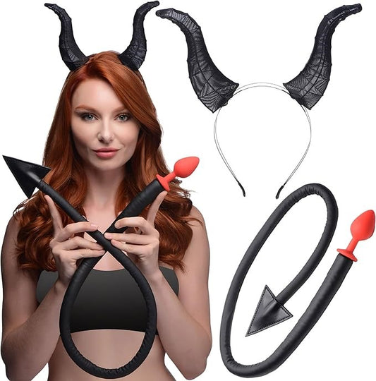 Devil Tail Anal Plug and Horn Set by XR Brands - Butt Plugs