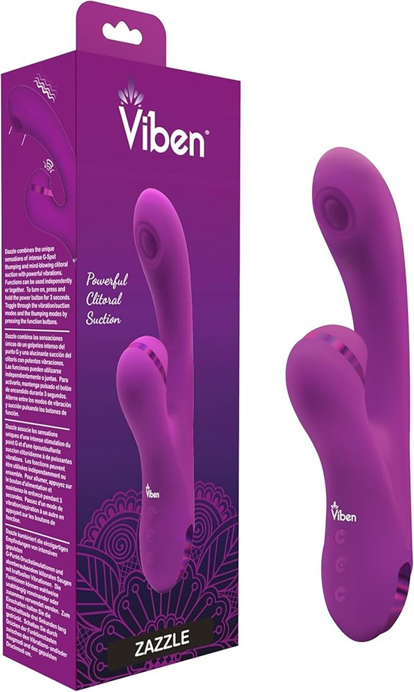 Viben Dazzle Rechargeable Thumping Rabbit Vibrator Berry - Rabbit Vibrators