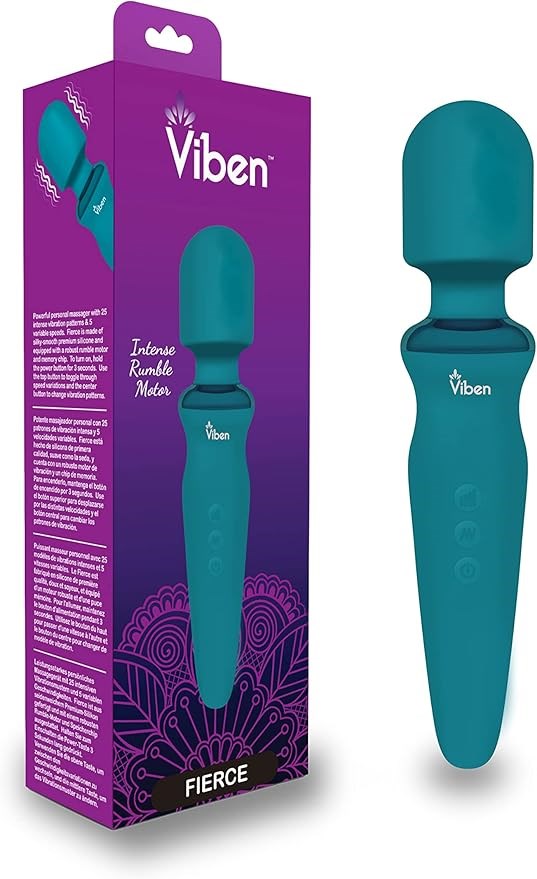 Viben Fierce Rechargeable Vibrating Wand Massager Ocean - Body Wands
