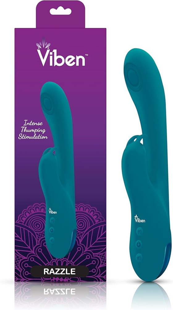 Viben Razzle Rechargeable Thumping Rabbit Massager Ocean - Rabbit Vibrators