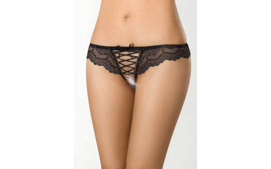 Axami Lingerie Brazilian Open Crotch G-String Panty Black