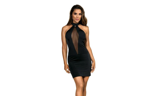 Axami Lingerie Halter Neck Mesh Women Dress Black