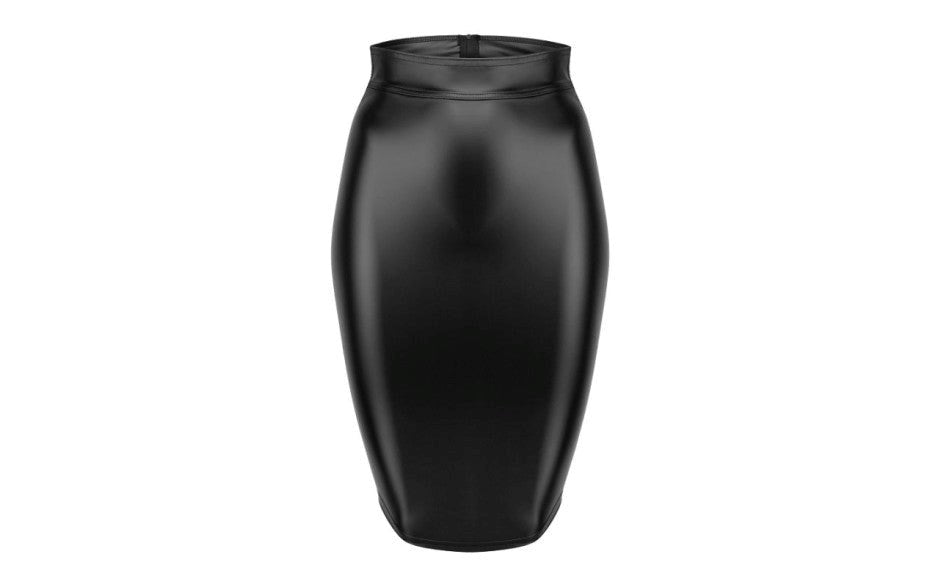 Noir Handmade Power Wetlook Pencil Womens Skirt With Long Zipper - Her Fetish