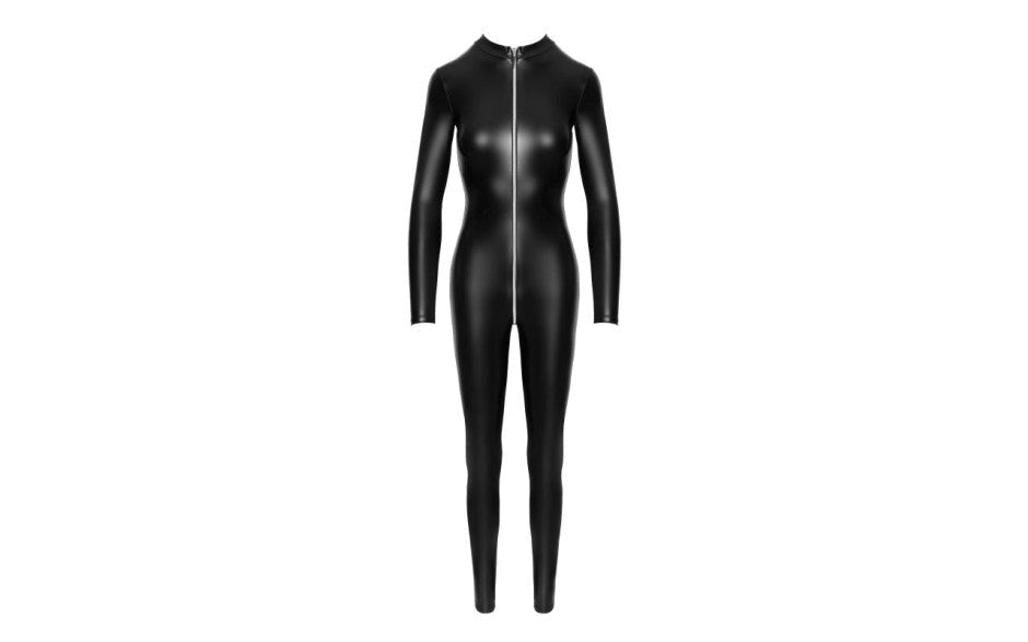 Noir Handmade Power Wetlook Womens Catsuit With Front Zipper - Her Fetish